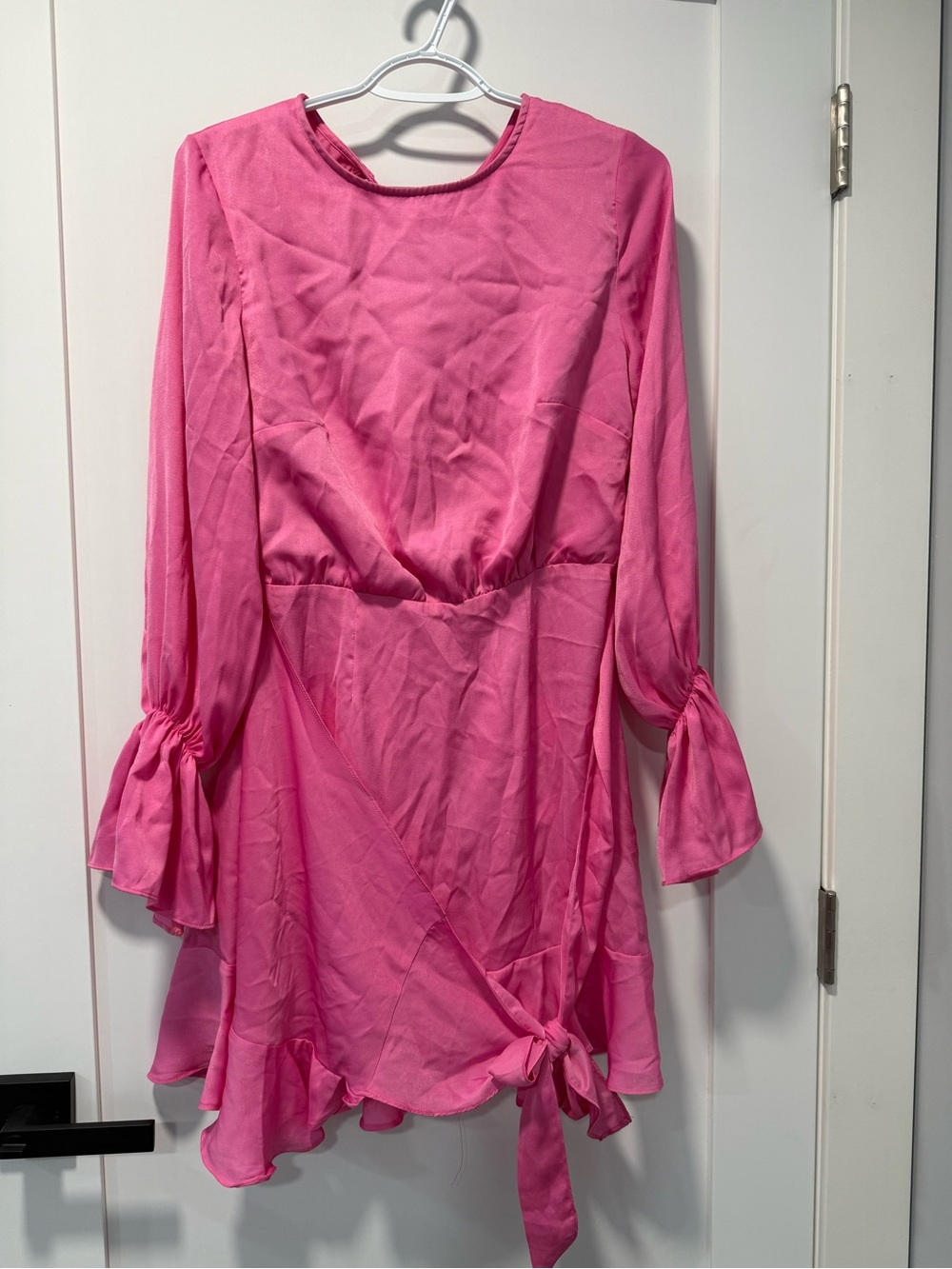 Women's Pink Tie-Front Long Sleeve Tunic
